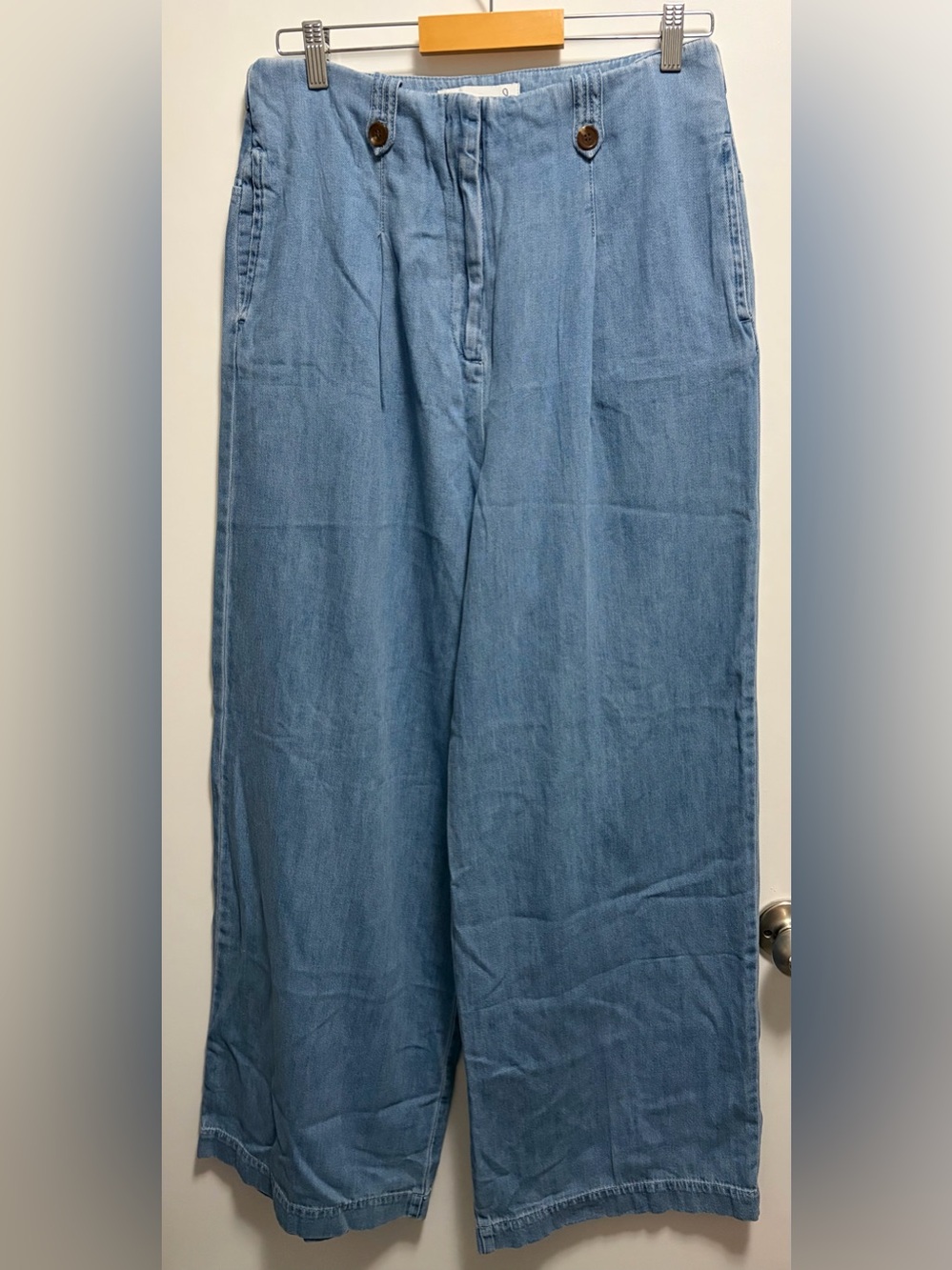 Sam Edelman Light Wash Wide Leg Chambray Pants 100% Cotton Women’s Size 12 - Picture 1 of 8